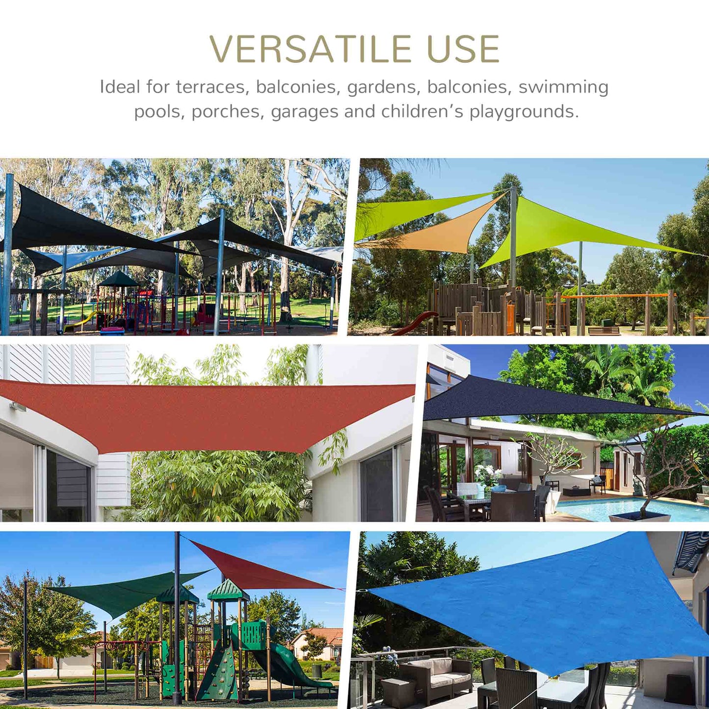 Toldo vela de sombra rectangular de 4,8 m x 6 m para exteriores, ideal para patio, terraza y jardín, color arena