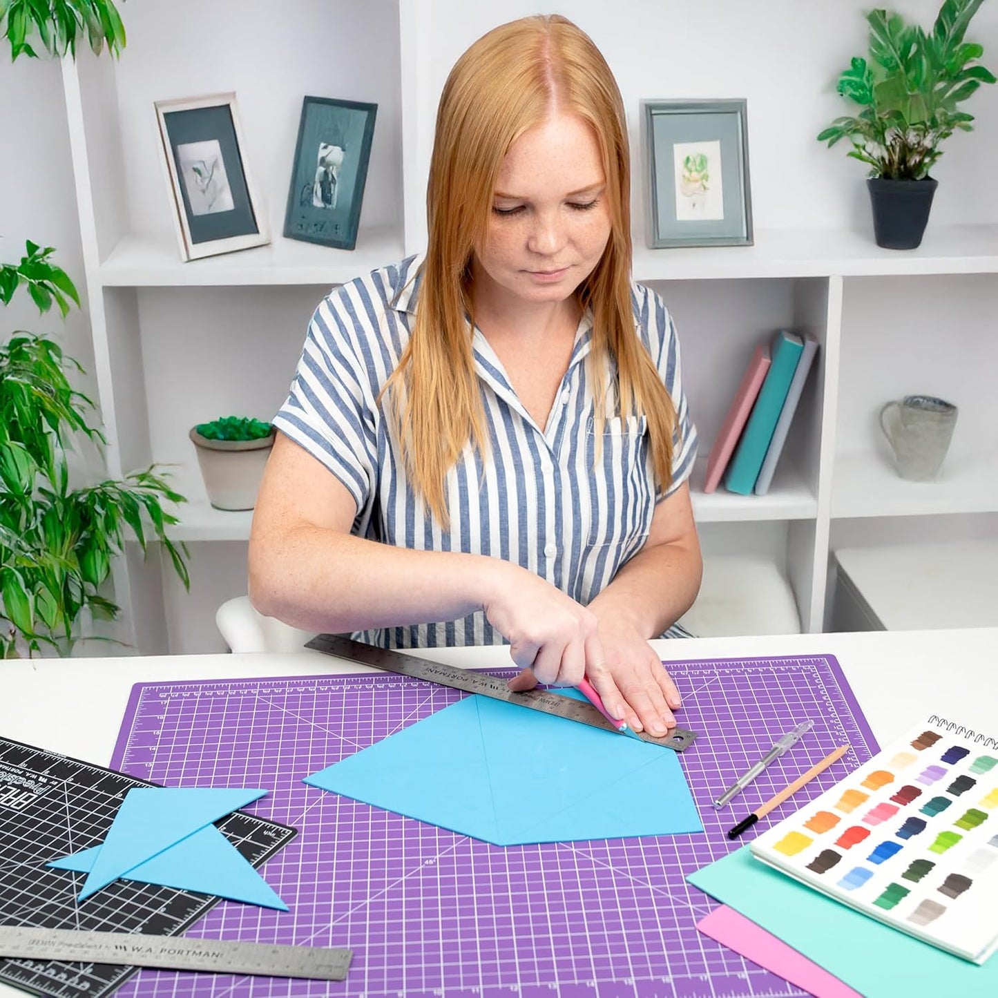 Metal Ruler 18 Inch Cork Back – Stainless Steel Straight Edge, Flexible Non-Slip 18 Inch Metal Ruler with Cork Backing – Imperial & Metric for Crafting, School, Workshop & Home Use