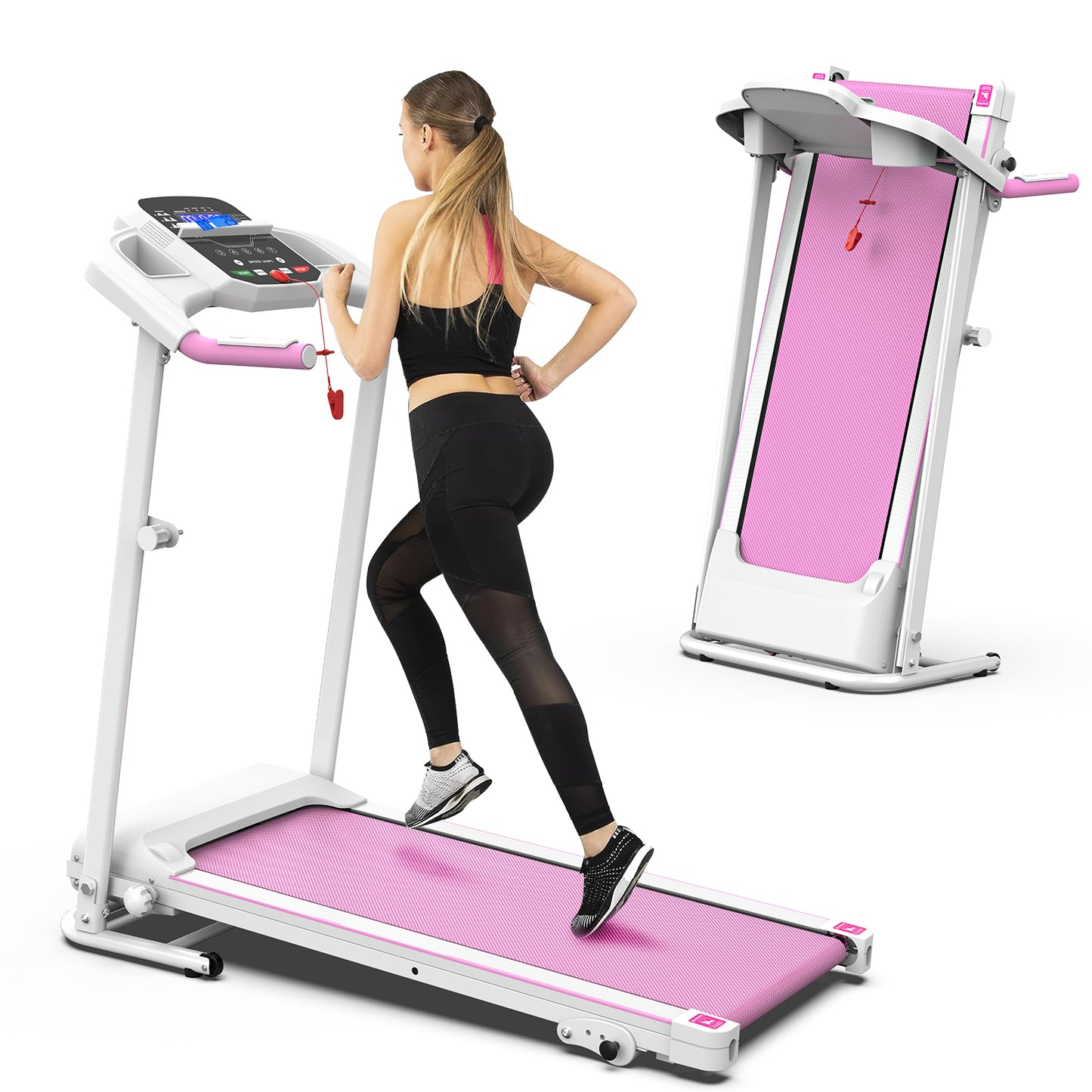 Cinta de correr JK106: máquina de correr plegable y compacta con pantalla LED para gimnasio en casa