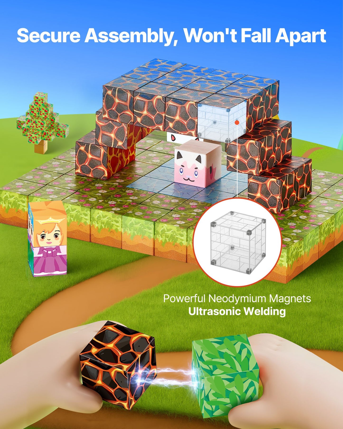 Magnetic Building Blocks 150 PCS Forest Castle Set - STEM Montessori Toys for Kids