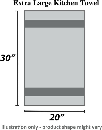 Kitchen Towels (20X30 Inches 6 Pack) Extra Large Premium Dish Towels for Kitchen Green & White Dish Cloths Highly Absorbent 100% Cotton Kitchen Hand Towels with Hanging Loop Tea Towels