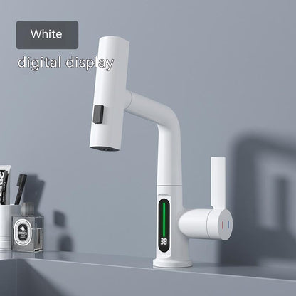 Smart Digital Display Faucet – Pull-Out Basin Faucet with LED Temperature Display & 360° Rotation