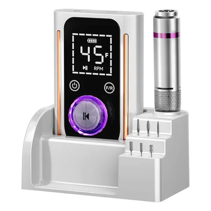 Portable Electric Nail Drill 45000 RPM - Rechargeable Manicure Kit with 11 Bits