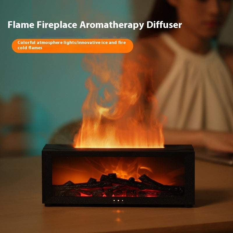 3D Flame Essential Oil Diffuser – Aromatherapy Humidifier with LED Fireplace Effect & Remote Control
