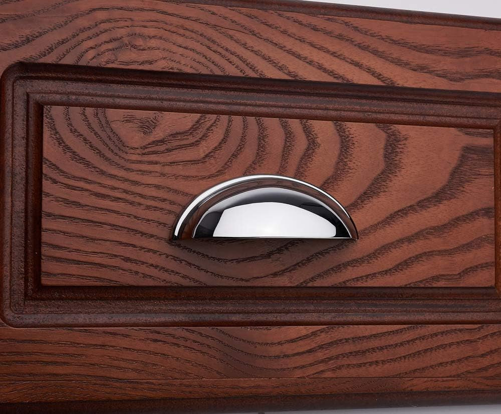 10 Pack 3 Inch Bin Cup Drawer Pulls Polished Chrome Cabinet Handles Chrome Cabinet Pulls for Kitchen Cabinets Drawer Dresser Cupboard Bedroom Bathroom