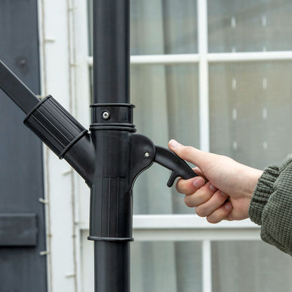 10FT Cantilever Offset Patio Umbrella - Hanging Umbrella with Crank & Cross Base for Deck, Pool & Garden - Tan