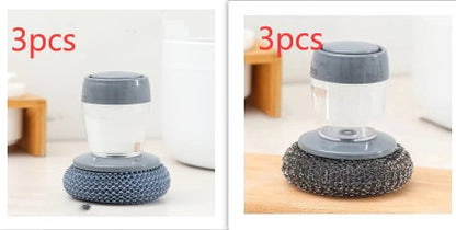 Soap Dispensing Dish Brush – Push-Button Palm Scrubber for Kitchen Cleaning