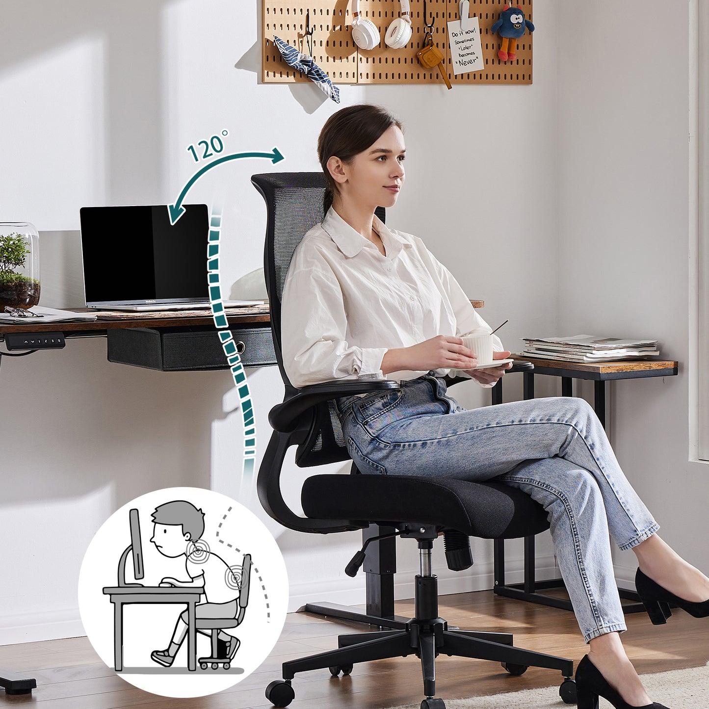 Ergonomic Mesh Office Chair - Breathable Computer Desk Chair with Lumbar Support