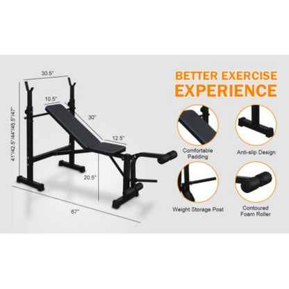 Olympic Weight Bench - Full Body Workout Station with Squat Rack & Bench Press