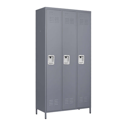 3-Door Metal Lockers with Lock - Employee Storage Cabinet for Gym, Office, School