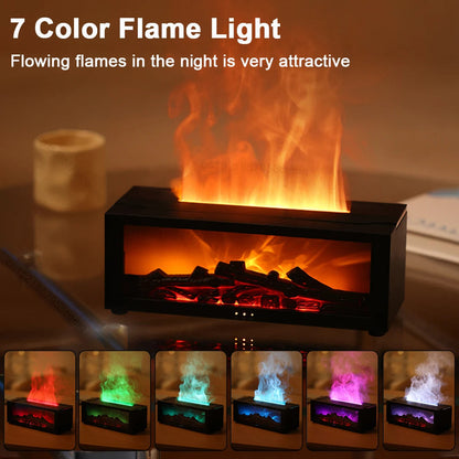 3D Flame Essential Oil Diffuser – Aromatherapy Humidifier with LED Fireplace Effect & Remote Control
