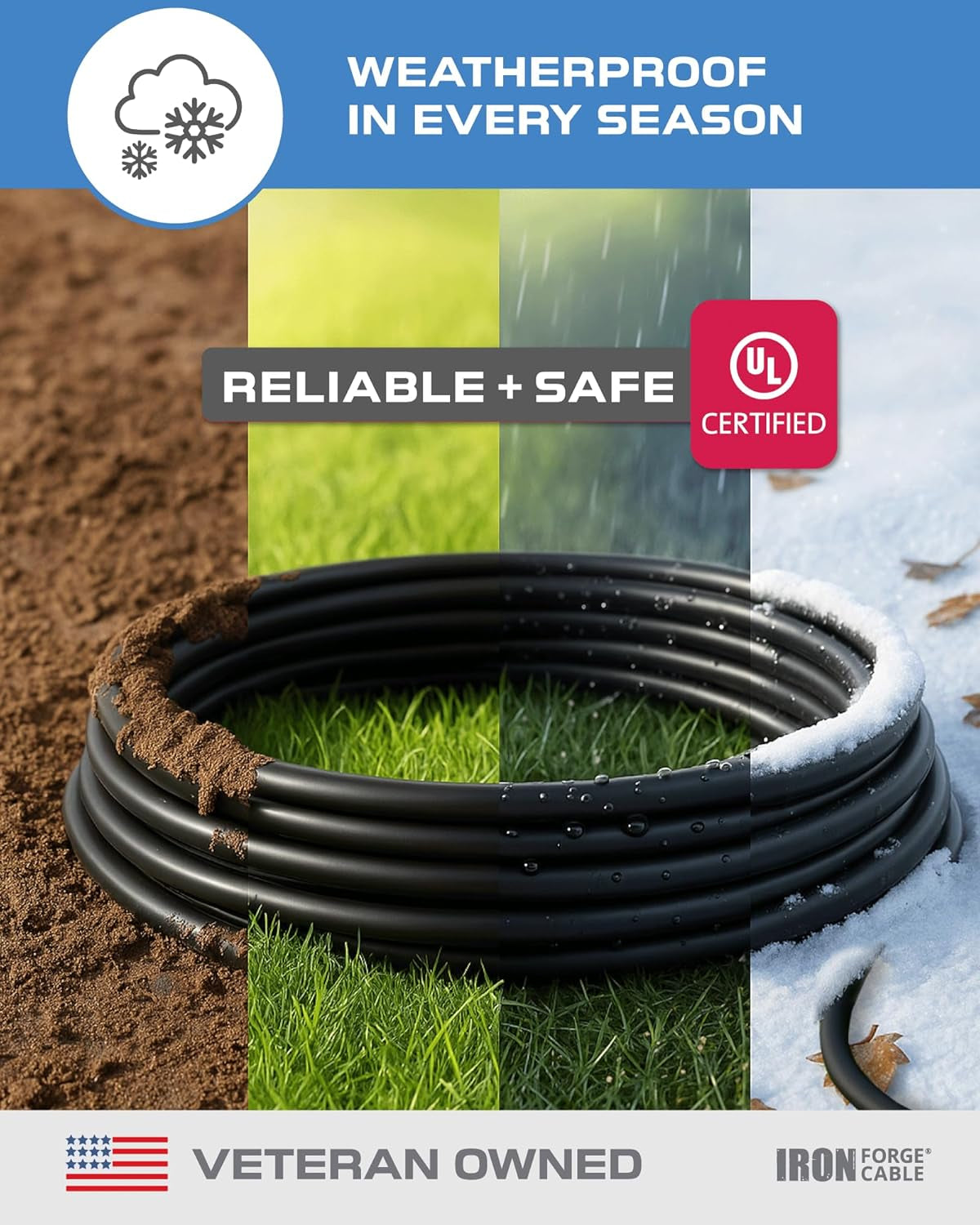 2 Pack 100 Ft Black Extension Cord, 16/3, 100 Foot Extension Cord, 3 Prong, Weatherproof - Great for outside Use