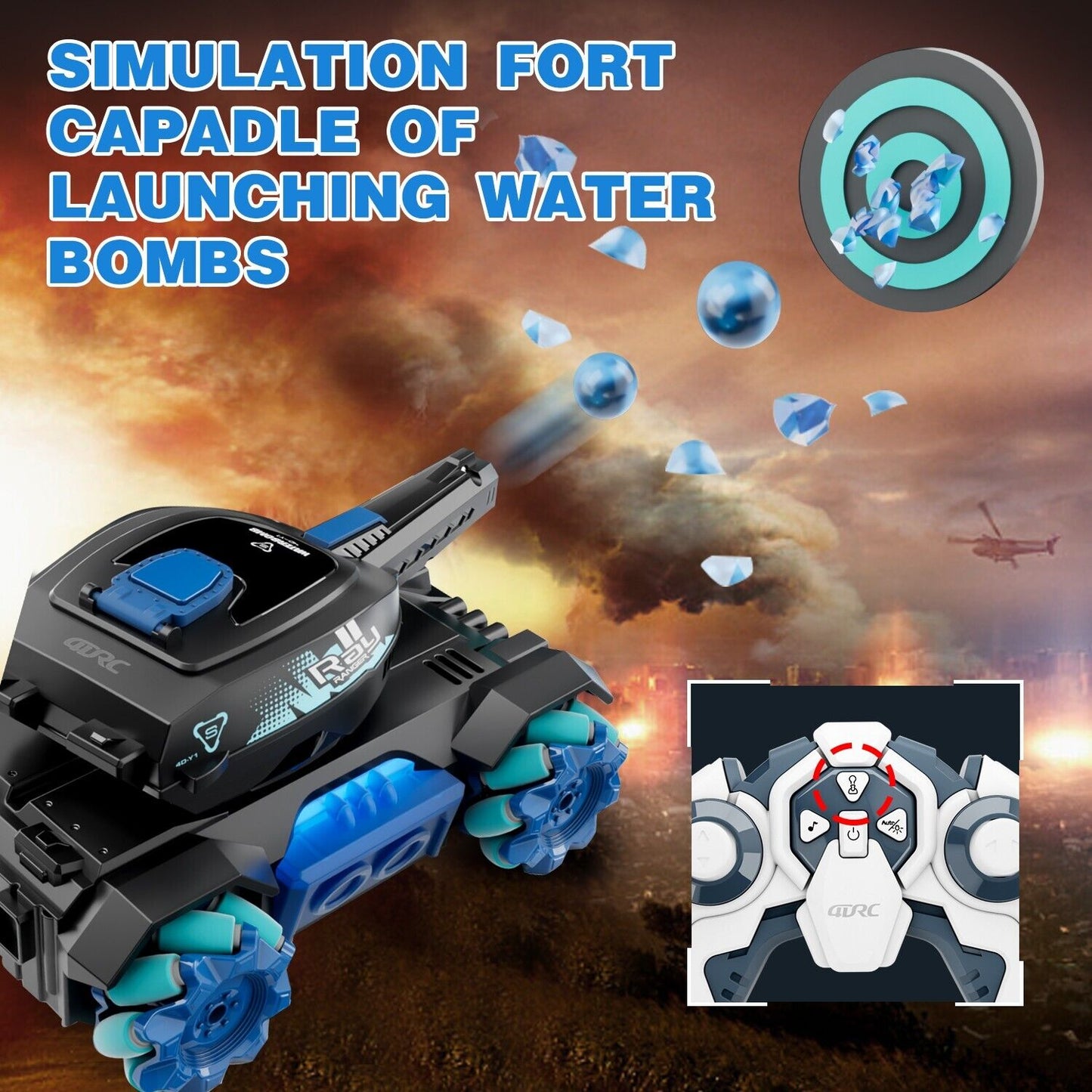 RC Tank Toy with Water Bomb - 2.4G Gesture Control Remote Control Car for Kids