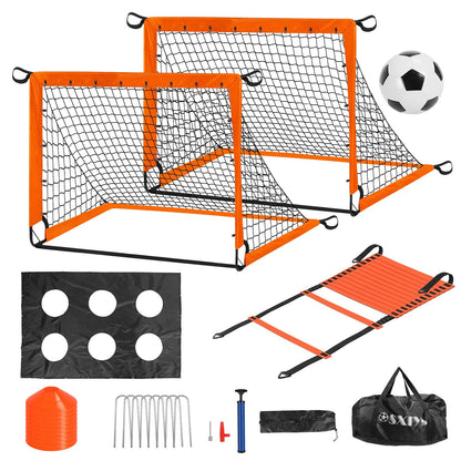 Kids Soccer Goal Set - Portable Training Equipment with Cones, Agility Ladder & Carry Bag