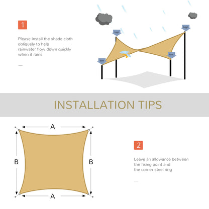 16' x 20' Sun Shade Sail Canopy - Rectangle Outdoor Shade Cloth for Patio, Deck & Yard - Sand