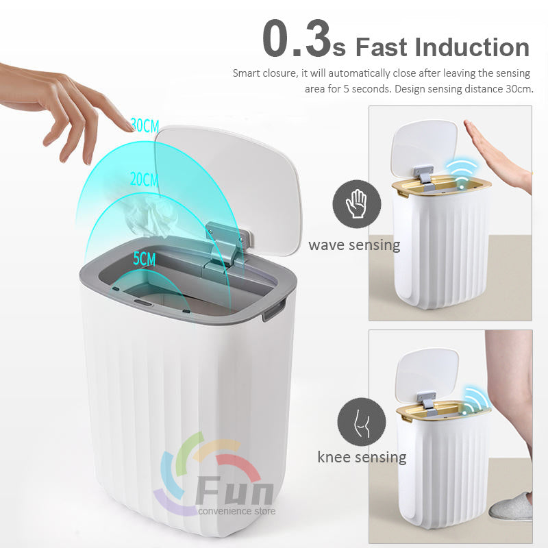 Smart Trash Can with Motion Sensor Lid – Automatic Touchless Waste Bin for Kitchen, Bedroom & Bathroom