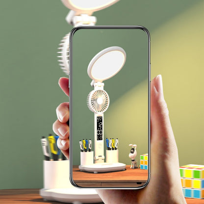 Lámpara de mesa con reloj LED, recargable por USB, regulable, con ventilador LED enchufable, plegable, con protección para los ojos, luz nocturna de lectura