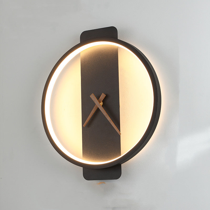 Nordic Wall Lamp with Clock – Modern LED Bedside Light for Bedroom & Living Room