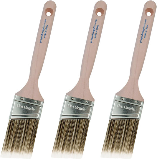 Paint Brush Set - 3-Pack - 2" Angle Brushes for All Latex and Oil Paints & Stains - Home Improvement - Interior & Exterior Use