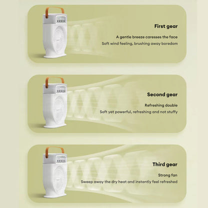 Ventilador portátil USB de 600 ml con enfriador de aire personal, pulverizador y luz LED de 7 colores.
