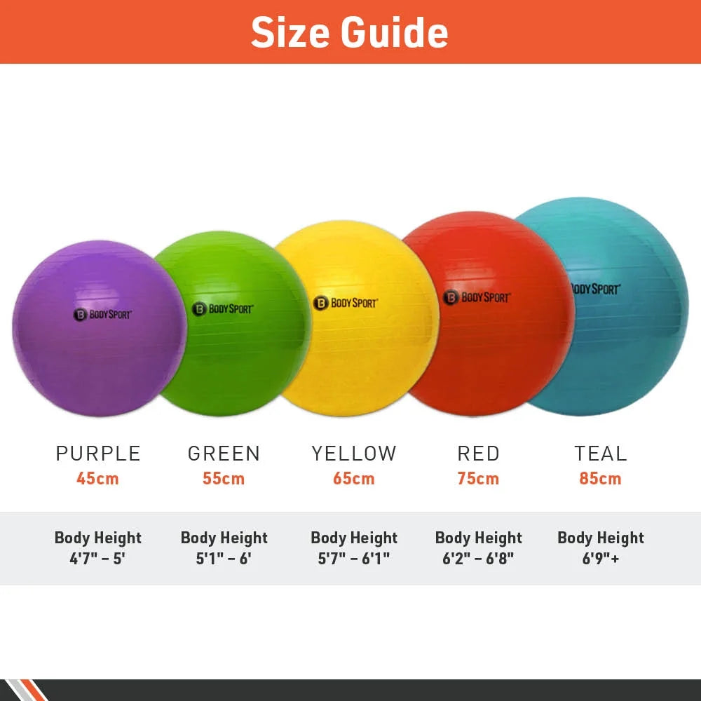 Red Fitness Ball (75 Cm), Pump & Exercise Guide Included