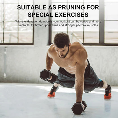 20 LB Rubber Coated Cast Iron Dumbbells - Pair of Hex Dumbbells for Home Gym