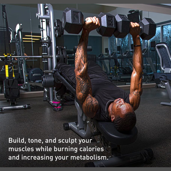 20 LB Rubber Coated Cast Iron Dumbbells - Pair of Hex Dumbbells for Home Gym