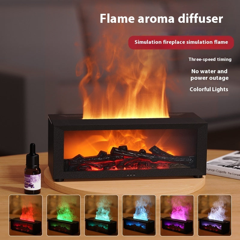 3D Flame Essential Oil Diffuser – Aromatherapy Humidifier with LED Fireplace Effect & Remote Control