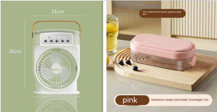 Ventilador portátil USB de 600 ml con enfriador de aire personal, pulverizador y luz LED de 7 colores.