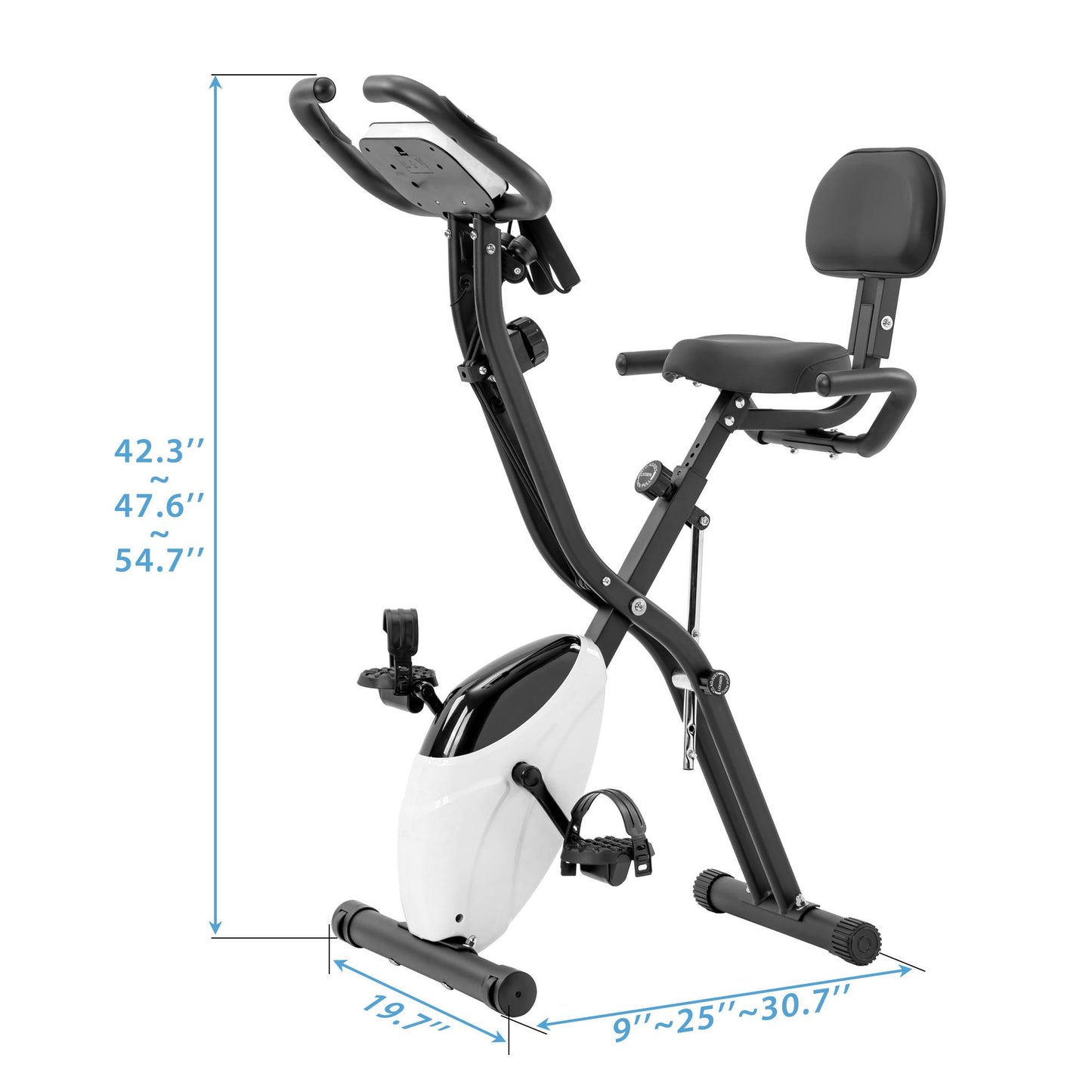 Folding Exercise Bike - 10-Level Adjustable Resistance Upright & Recumbent X-Bike