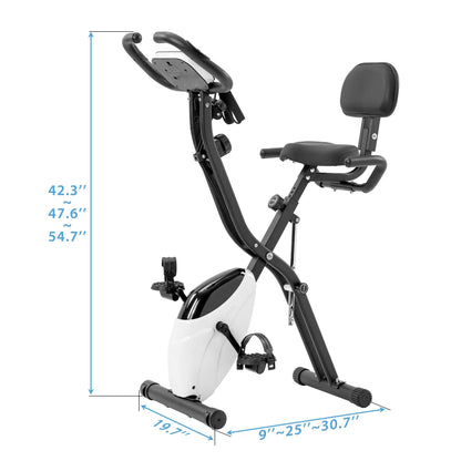 Folding Exercise Bike - 10-Level Adjustable Resistance Upright & Recumbent X-Bike