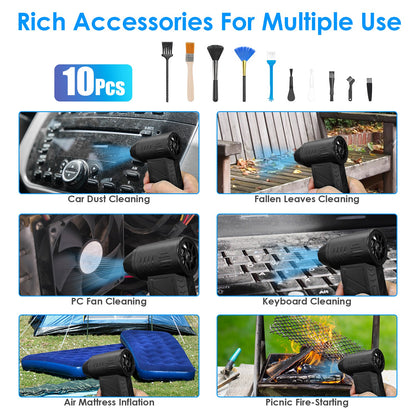 Cordless Electric Air Duster - 150000RPM Rechargeable Compressed Air Blower with LED Light