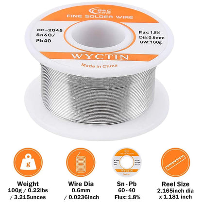 60-40 Tin Lead Solder Wire with Resin Core for Electrical Repair Soldering 0.6Mm 100G
