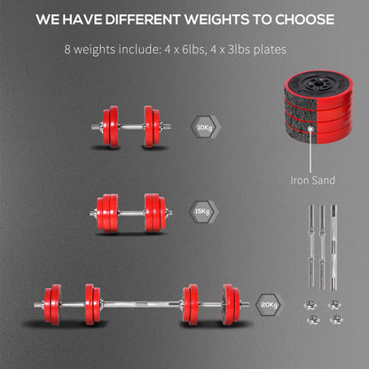 Adjustable Dumbbell Set 44 lbs - Convertible to Barbell | Home Gym Weight Set