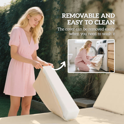 2-Piece Patio Chair Cushions with Backrests - Outdoor Lounge Chair Replacement Cushions - Beige