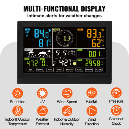 7-in-1 Wireless Weather Station - Large Color Display with Indoor/Outdoor Sensors