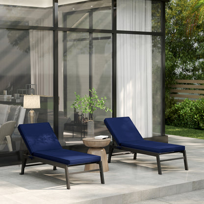 2-Piece Patio Chair Cushions with Backrests - Outdoor Lounge Chair Replacement Cushions - Navy