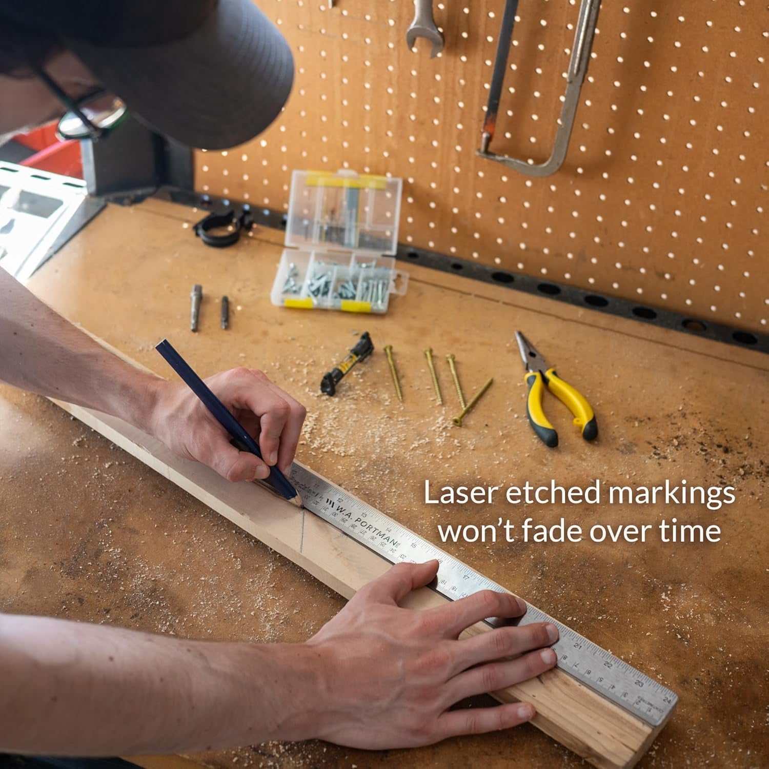 Metal Ruler 18 Inch Cork Back – Stainless Steel Straight Edge, Flexible Non-Slip 18 Inch Metal Ruler with Cork Backing – Imperial & Metric for Crafting, School, Workshop & Home Use