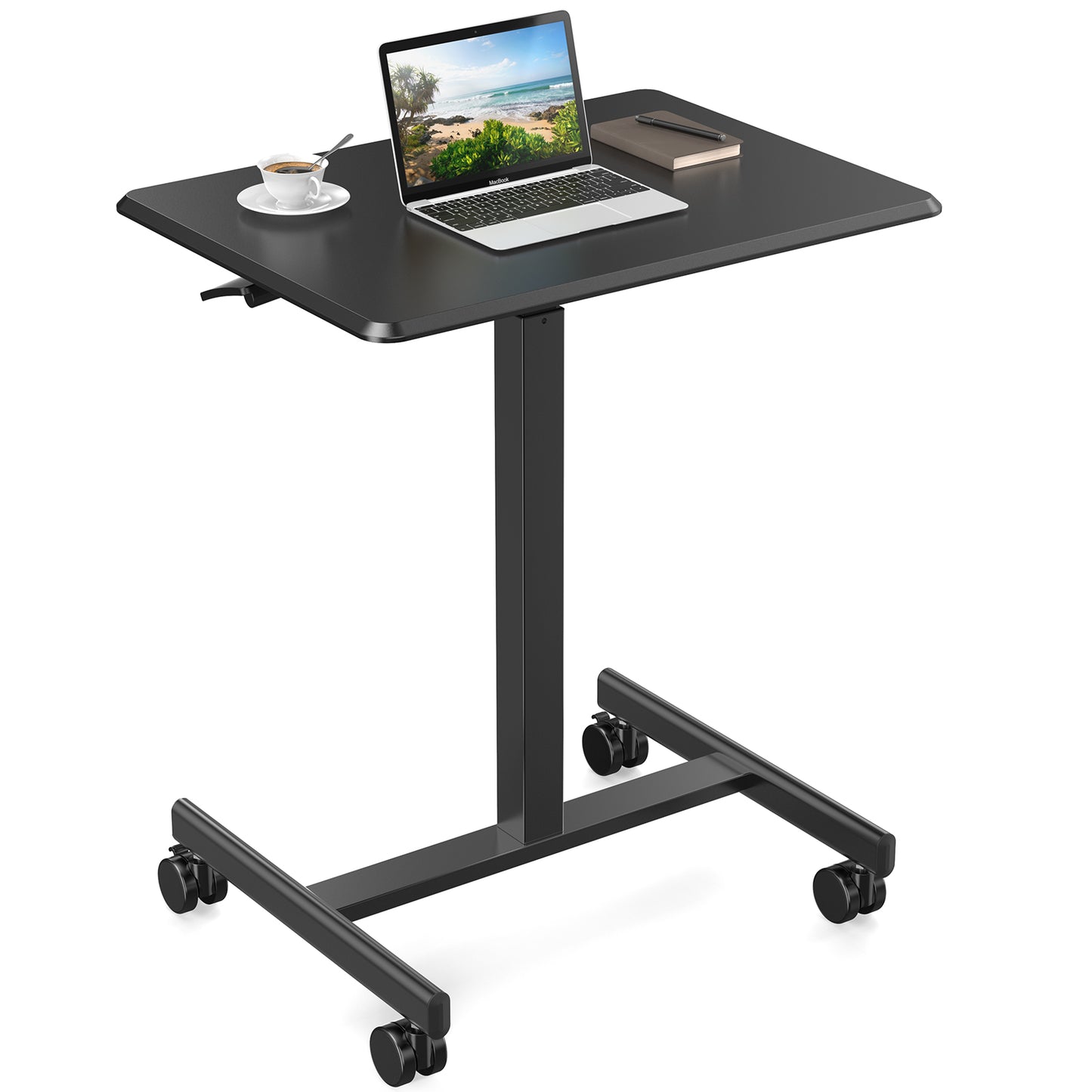 Adjustable Rolling Laptop Desk Cart - Mobile Standing Workstation for Home & Office