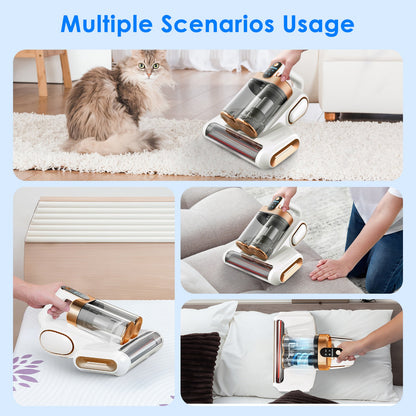 Mattress Vacuum Cleaner 16KPa - UV-C Light Handheld Bed Vacuum with HEPA Filter