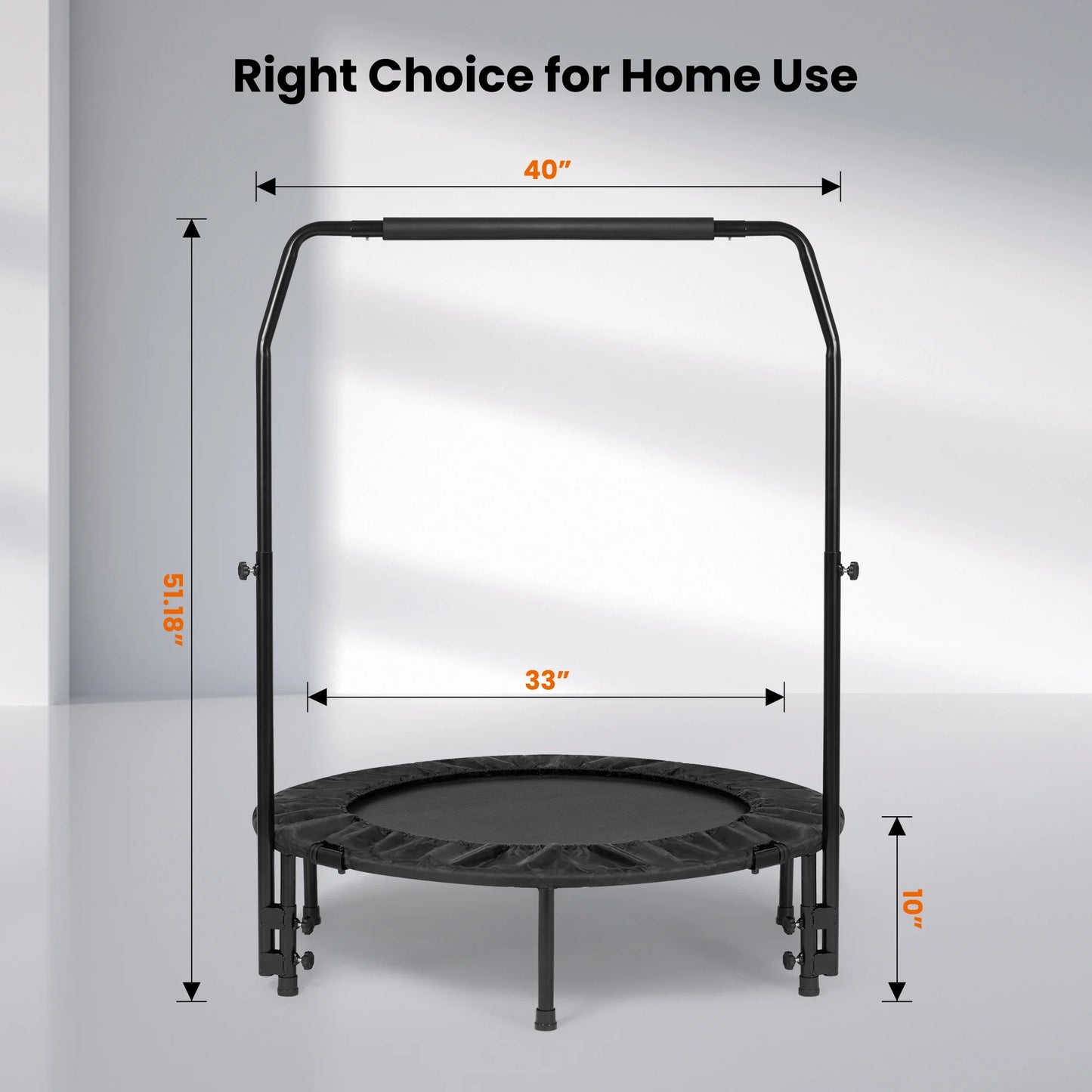 2 in 1 Circular Trampoline 40In Fitness Trampoline with 24 Bungees Adjustable Foam Handle Exercise Trampoline for Family Adults Indoor Outdoor Workout Black Gifts for Dad