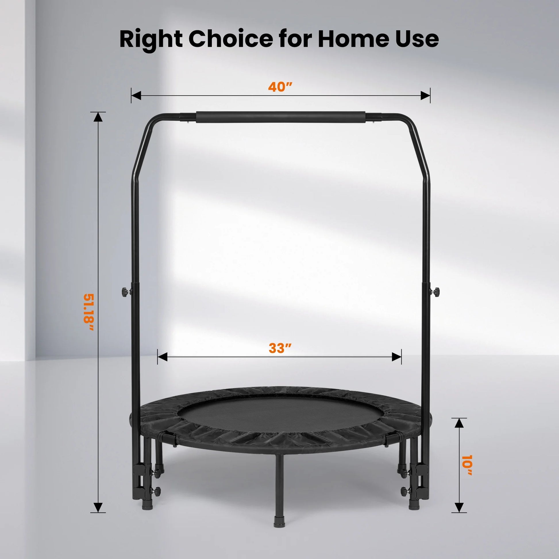 2 in 1 Circular Trampoline 40In Fitness Trampoline with 24 Bungees Adjustable Foam Handle Exercise Trampoline for Family Adults Indoor Outdoor Workout Black Gifts for Dad