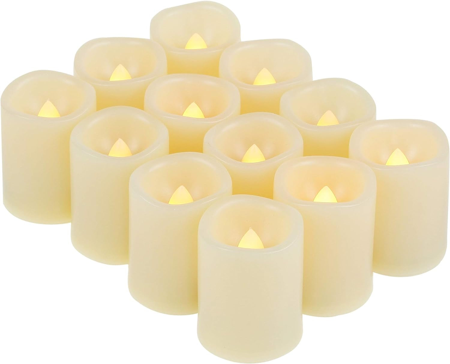 12 PCS Premium Flameless Candles, LED Flameless Votives, Battery-Operated Votives, Long Battery Life, 120+ Hours Battery Life, Batteries Included