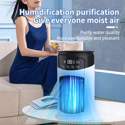 Portable Desktop Air Cooler - Mini Evaporative Fan with LED Light for Office & Home