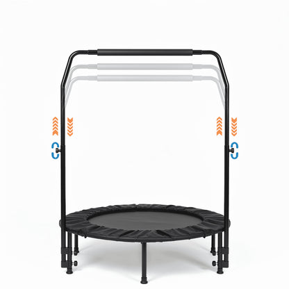 2 in 1 Circular Trampoline 40In Fitness Trampoline with 24 Bungees Adjustable Foam Handle Exercise Trampoline for Family Adults Indoor Outdoor Workout Black Gifts for Dad