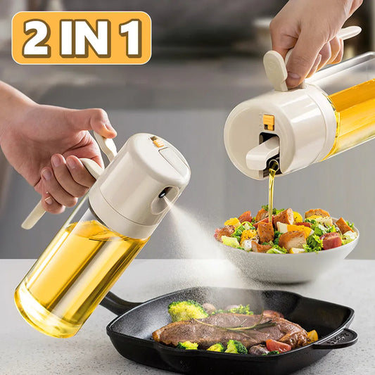 2-in-1 Oil Sprayer & Dispenser Bottle - Olive Oil Mister for Cooking & Baking