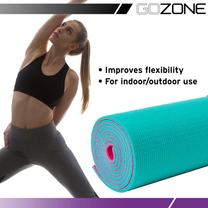Multi-Purpose 5 Mm Thick Premium PVC Non-Slip Exercise Yoga Mat, Pink/Teal