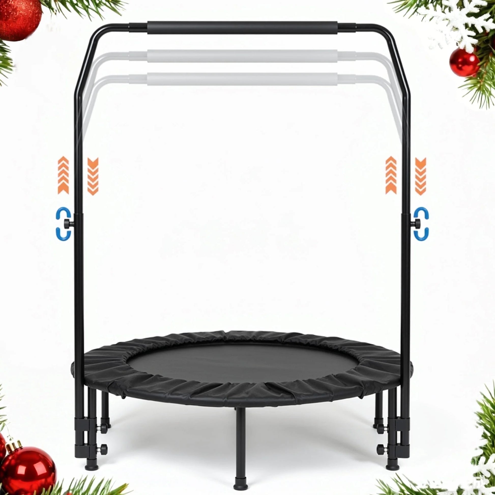 2 in 1 Circular Trampoline 40In Fitness Trampoline with 24 Bungees Adjustable Foam Handle Exercise Trampoline for Family Adults Indoor Outdoor Workout Black Gifts for Dad
