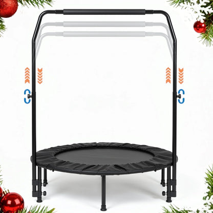 2 in 1 Circular Trampoline 40In Fitness Trampoline with 24 Bungees Adjustable Foam Handle Exercise Trampoline for Family Adults Indoor Outdoor Workout Black Gifts for Dad