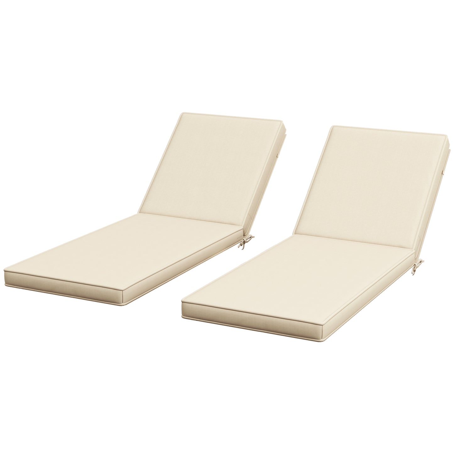 2-Piece Patio Chair Cushions with Backrests - Outdoor Lounge Chair Replacement Cushions - Beige